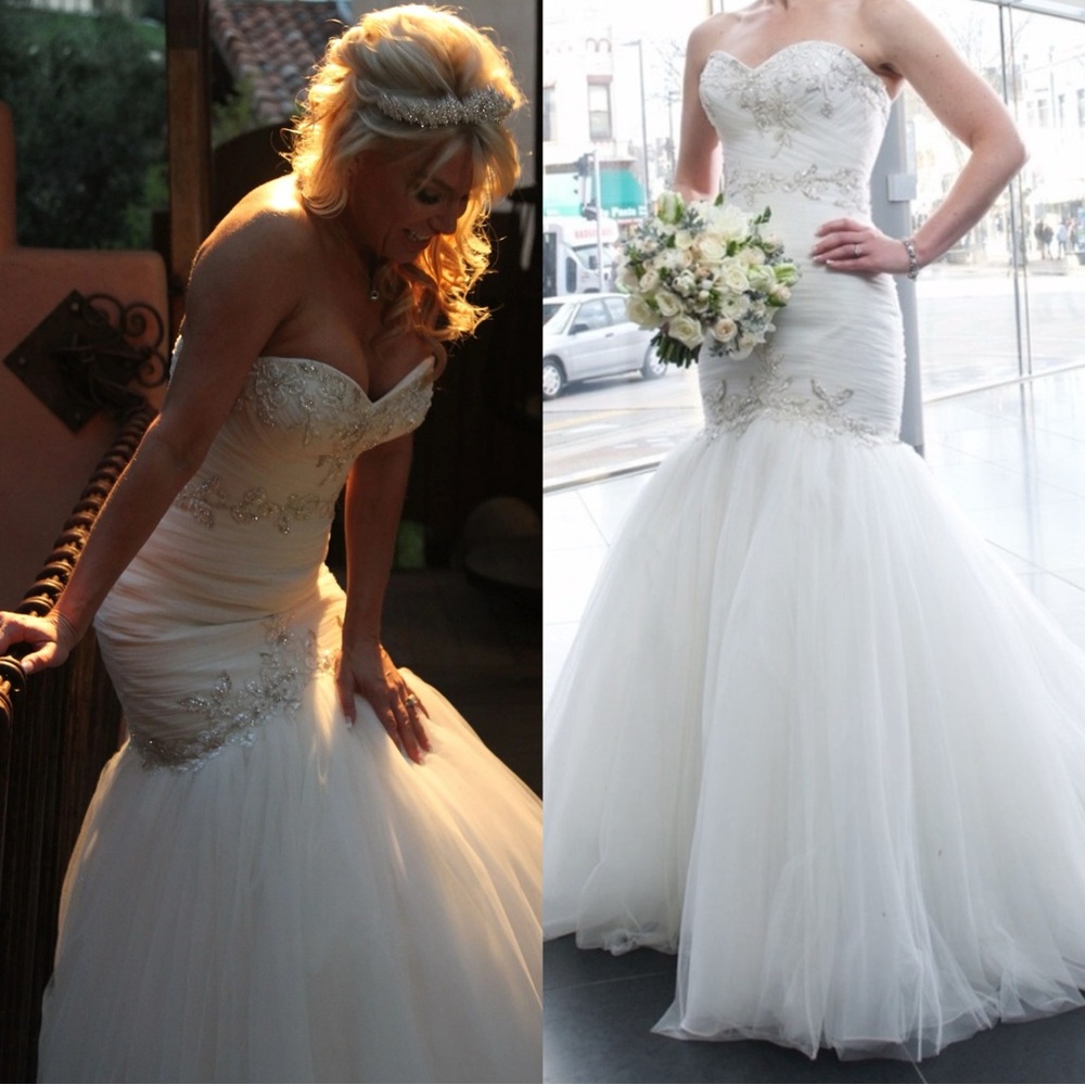 Enzoani Bridal Gretchen Strapless Tulle Embellished Mermaid Dress Size 10 NWT